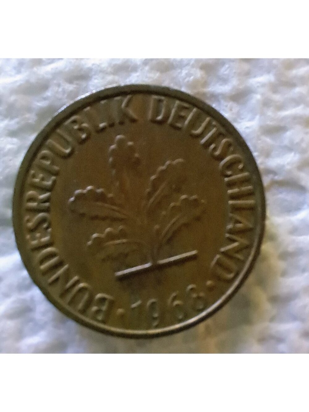 Vintage West Germany Coin Mint Mark F 5 Pfennig 1968 RD KM #107